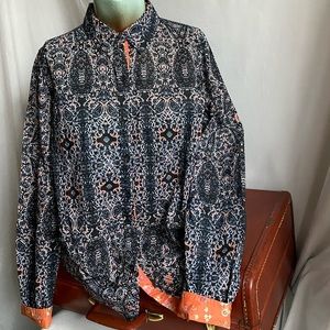 Joe Fresh Orange and Blue Button Down Shirt
